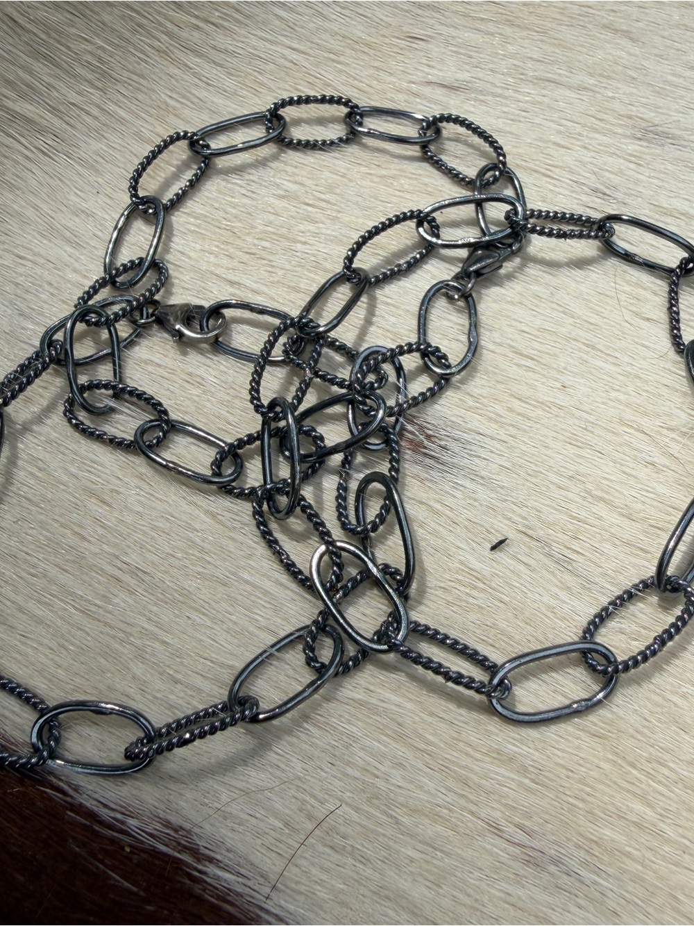 Oxidized Handmade Twist Link Chain Bracelet